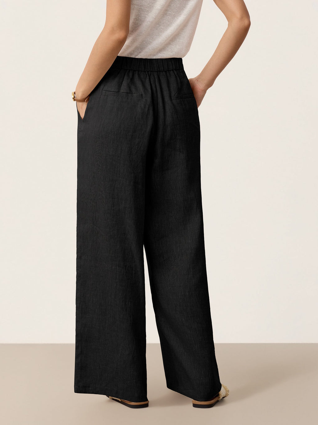 100% Linen Buttoned Slit-Hem Pants KATYA-LINTICO