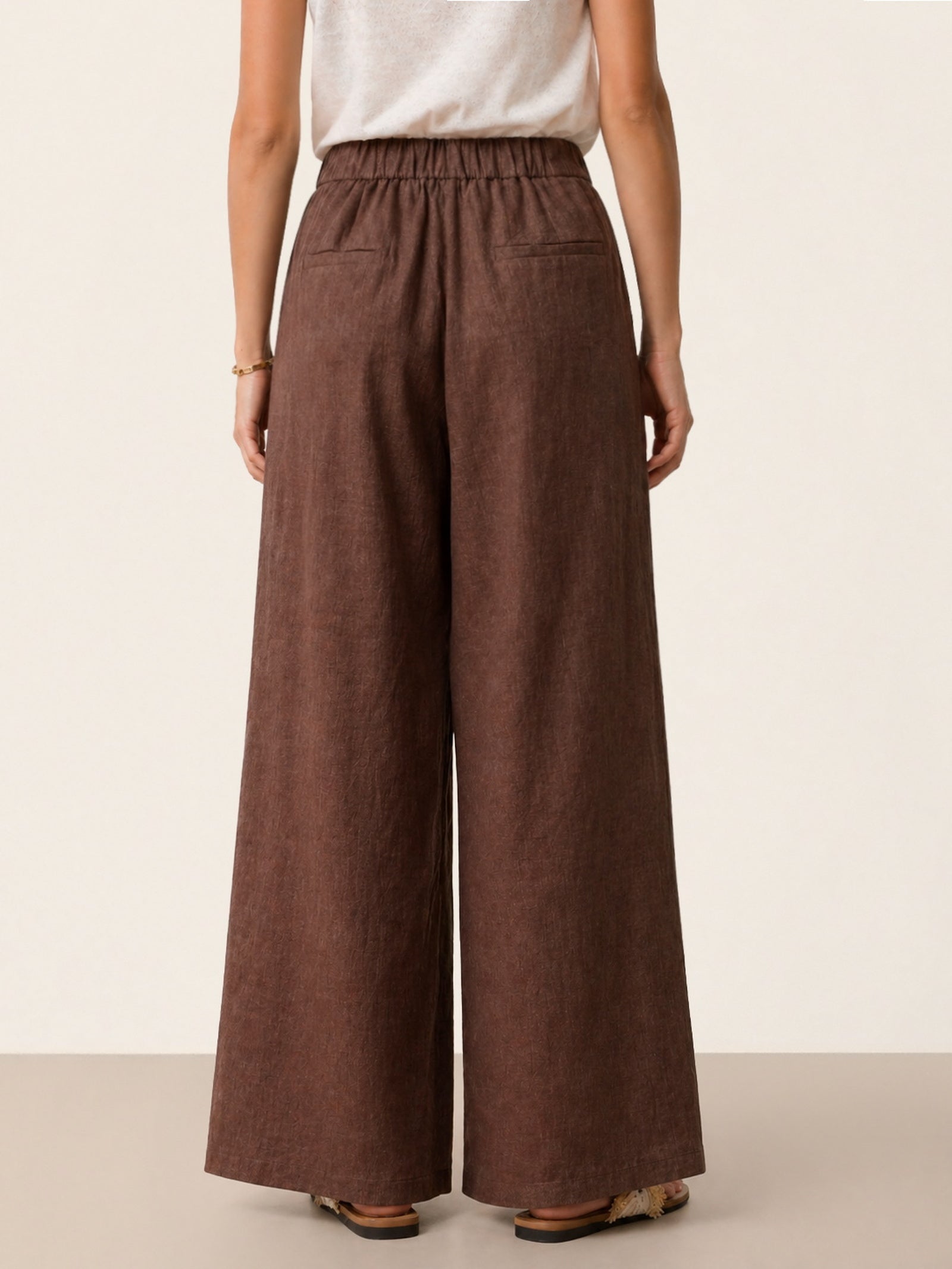 100% Linen Buttoned Slit-Hem Pants KATYA-LINTICO