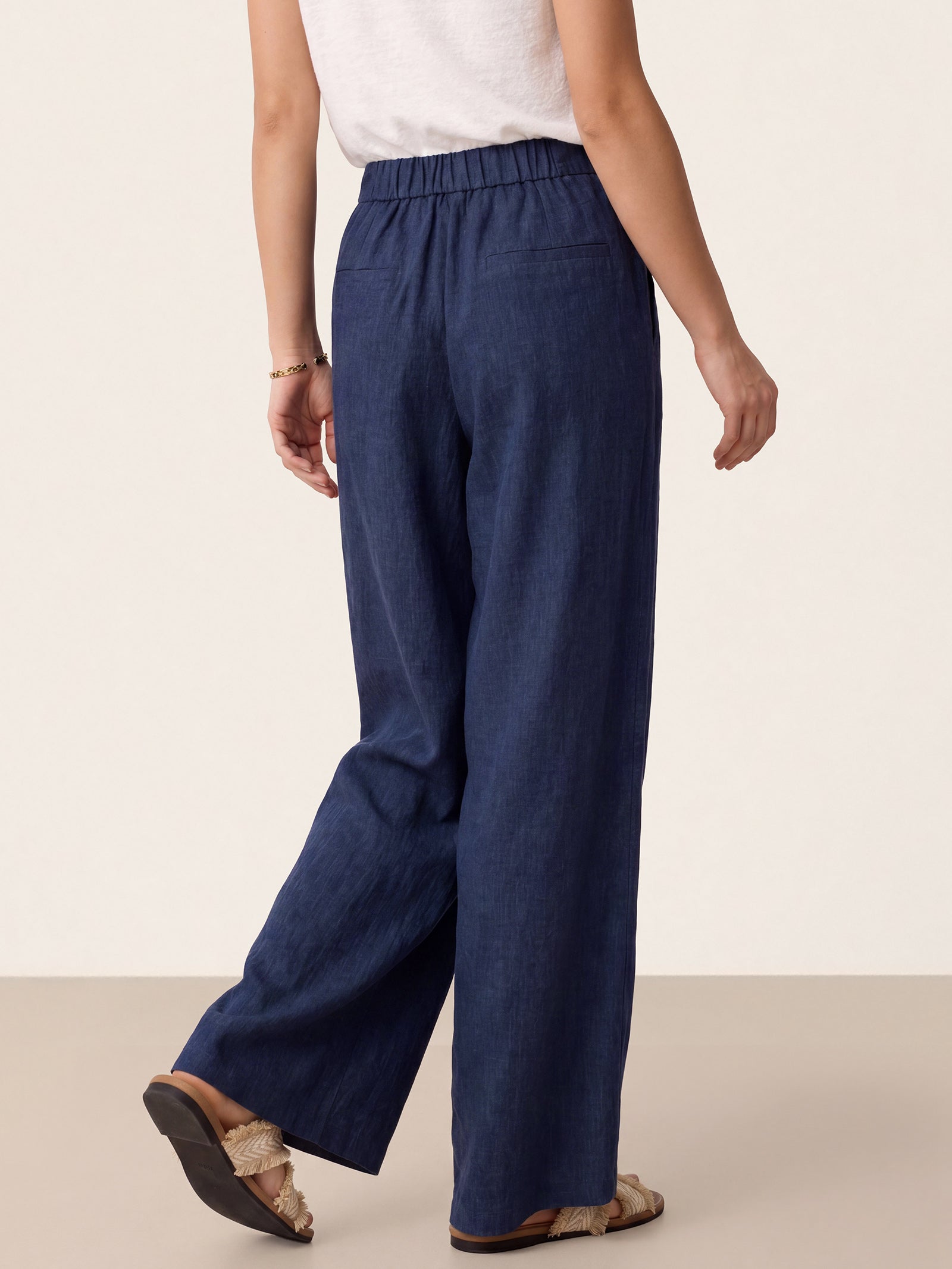 100% Linen Buttoned Slit-Hem Pants KATYA-LINTICO