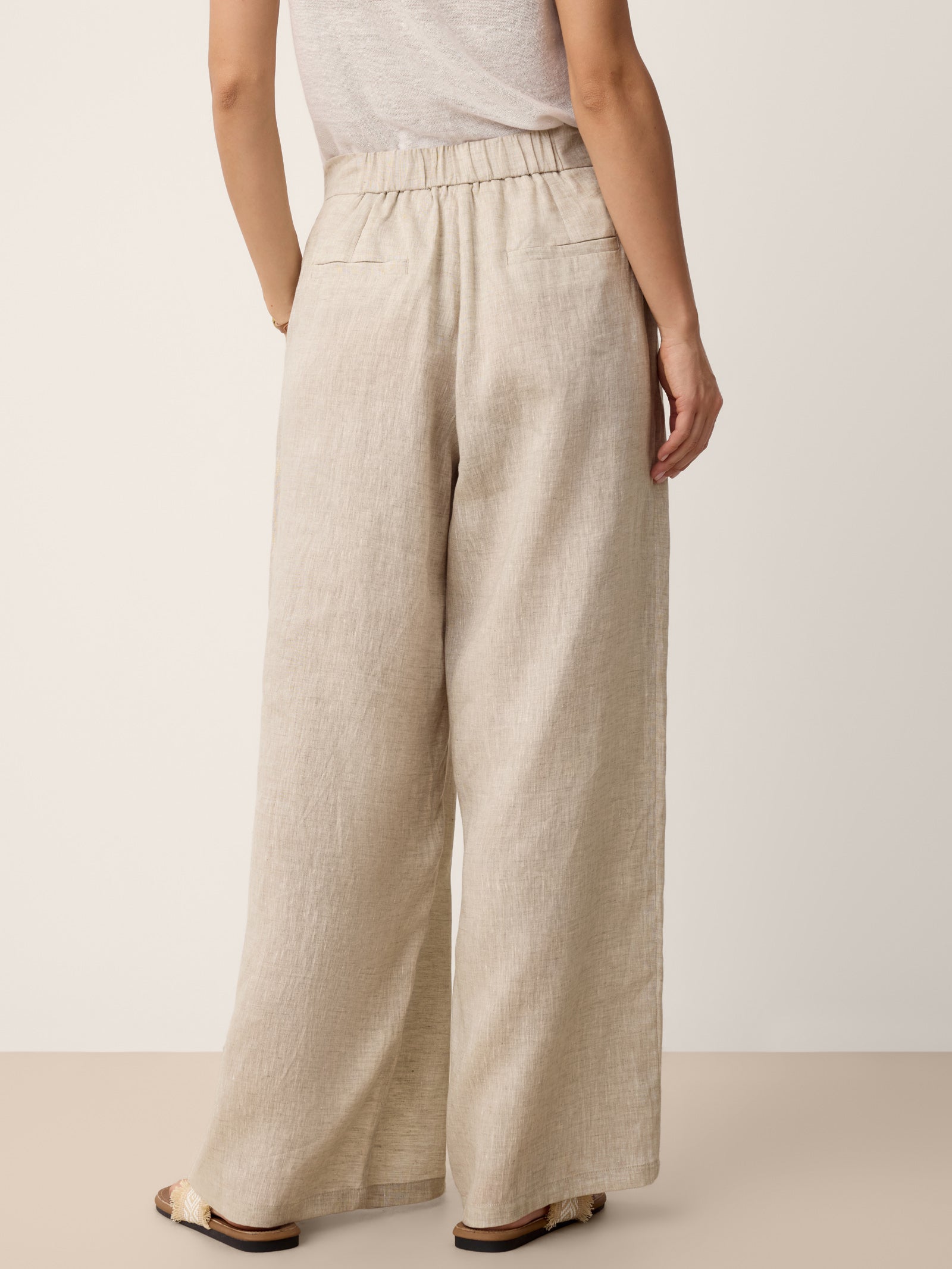 100% Linen Buttoned Slit-Hem Pants KATYA-LINTICO