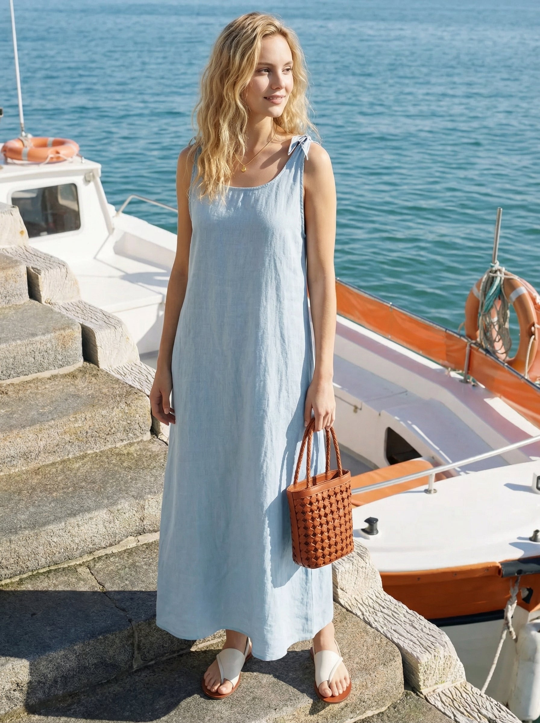 100% Linen Camisole Dress QEARL-LINTICO
