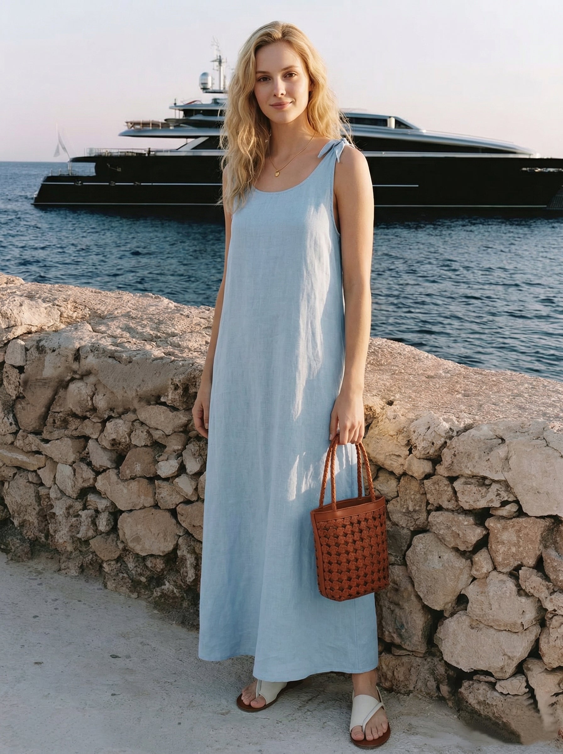 100% Linen Camisole Dress QEARL-LINTICO