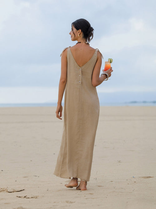 100% Linen Camisole Dress QEARL-LINTICO
