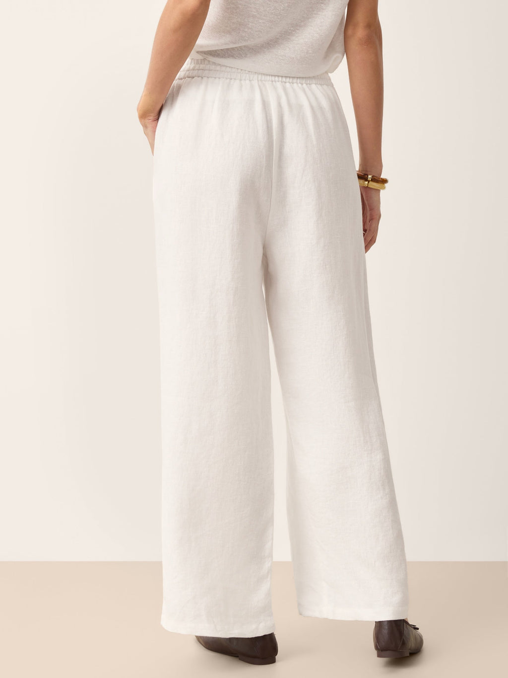 100% Linen Convertible Drawstring Hem Elasticated Waist Wide-Leg Pants YSELINE-LINTICO