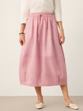 100% Linen Drawstring Lantern Maxi Skirt with Pockets ROXANNE