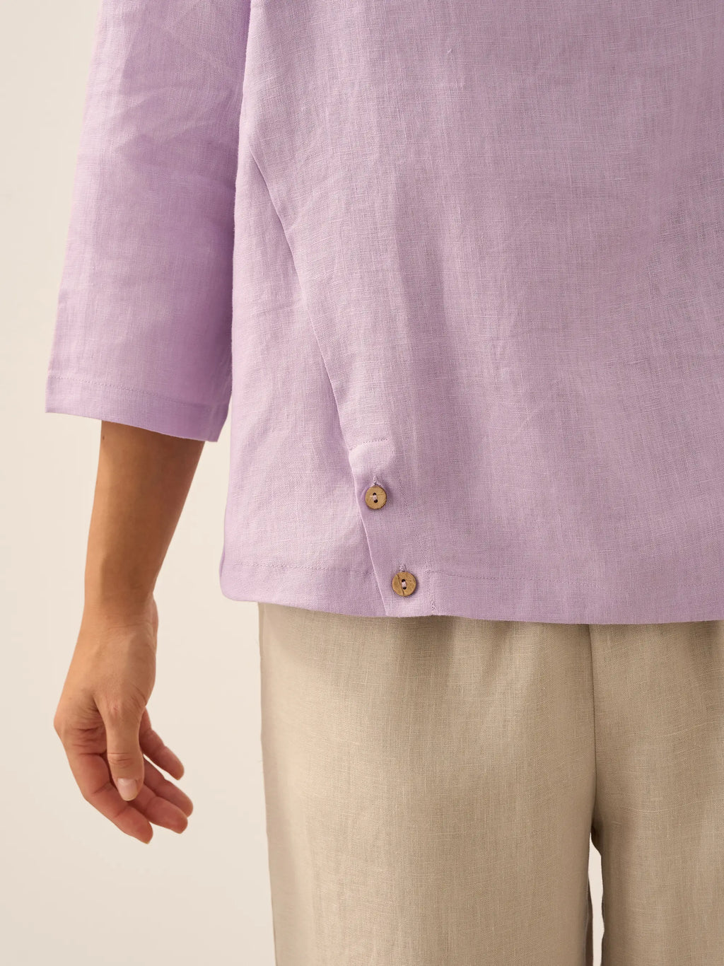 Linen Round Soft-Fold Collar Top LAURA