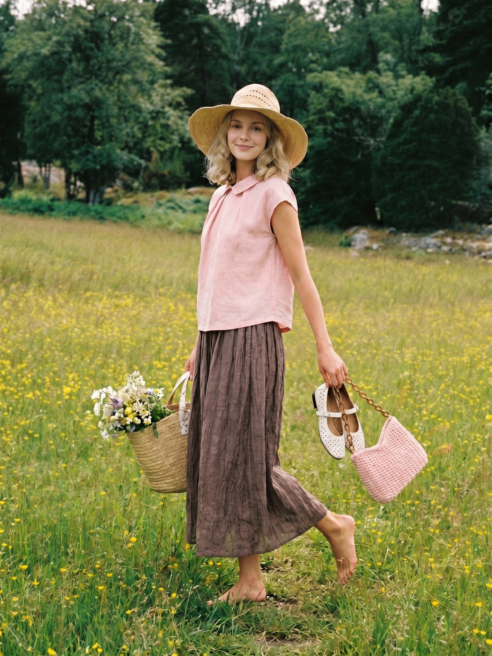 100% Linen Peter-Pan Collar Pintuck Top MIRIAM-LINTICO