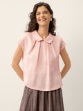 100% Linen Peter-Pan Collar Pintuck Top MIRIAM-LINTICO