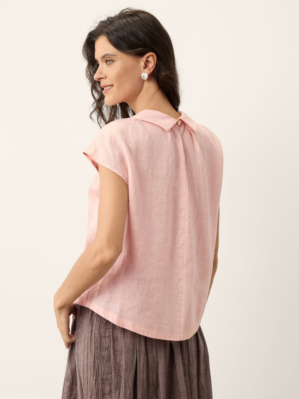 100% Linen Peter-Pan Collar Pintuck Top MIRIAM-LINTICO