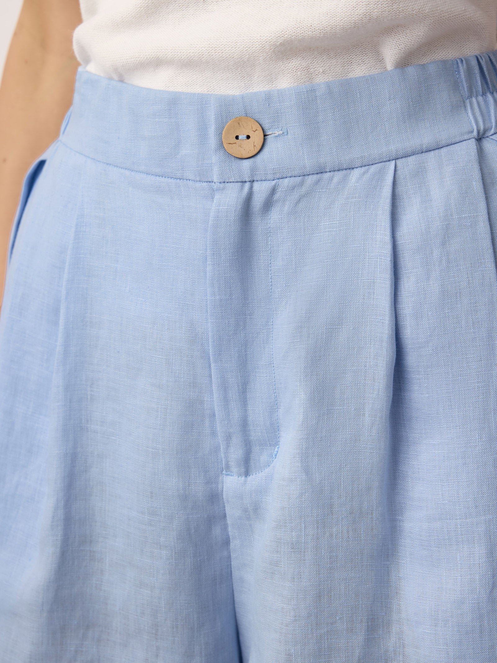 100% Linen Pleated Cuffed Shorts IRISSA-LINTICO