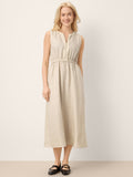 100% Linen Ruffle Trim Elasticated Waist Sleeveless Midi Dress LUCINDA