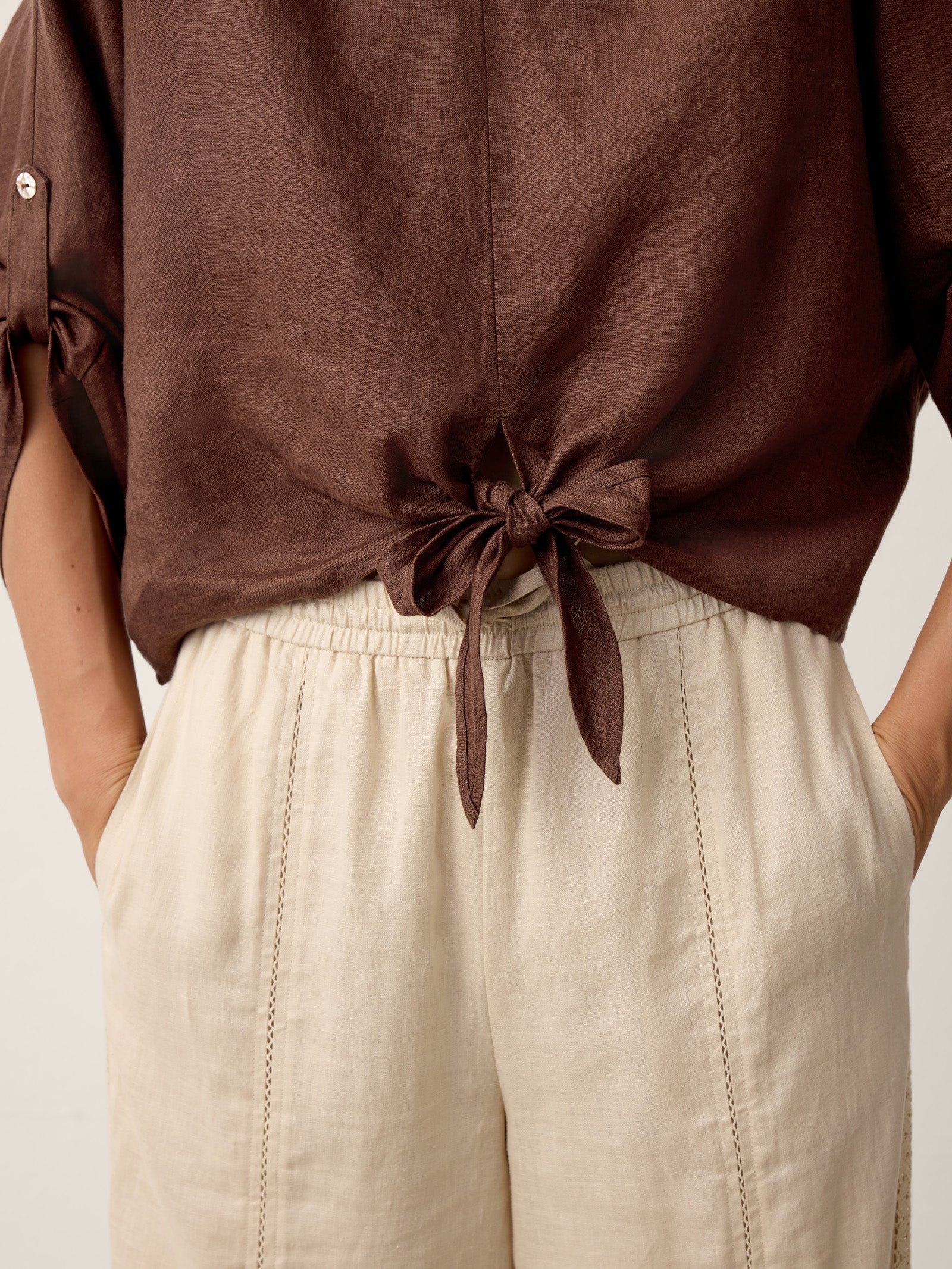 100% Linen Twist-Hem Batwing Top LAVENA-LINTICO