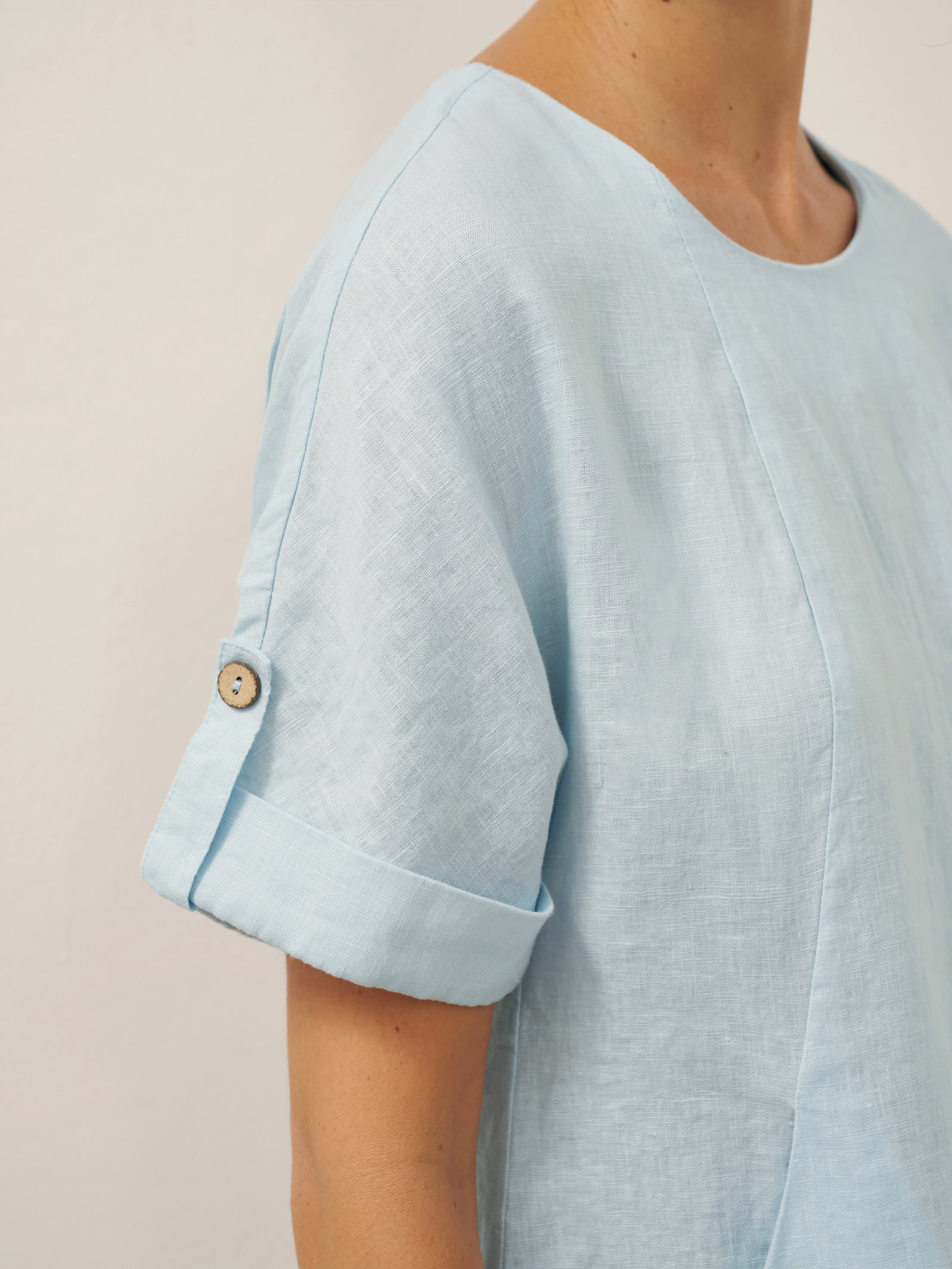 100% Linen Vintage A-Line Button Detail Maxi Dress AMIN
