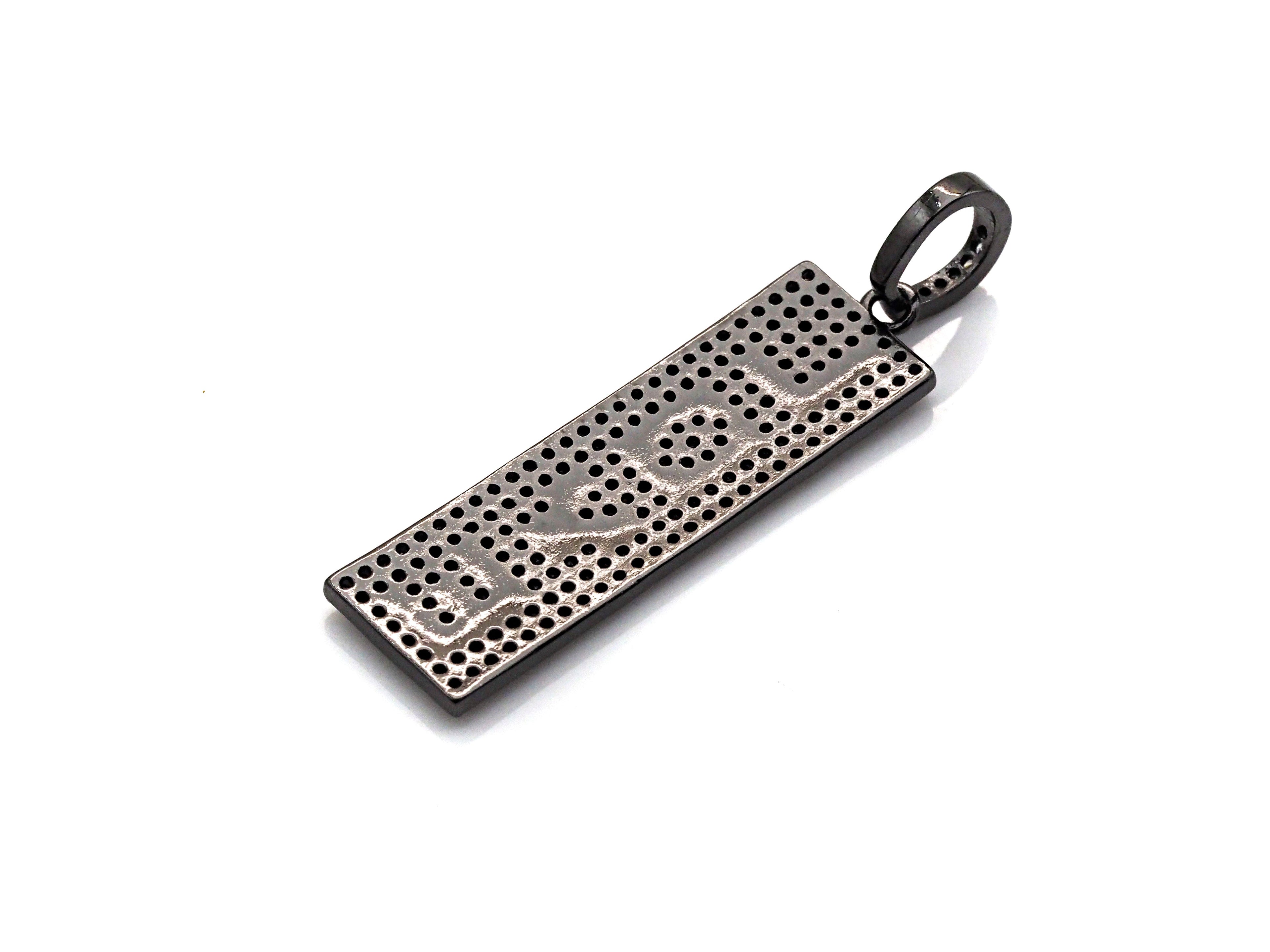CZ Micro Pave Long Bar Love Pendant, Cubic Zirconia Strip Pendant, Micro pave Rectangle shape pendant, 13x41mm, sku#FH24