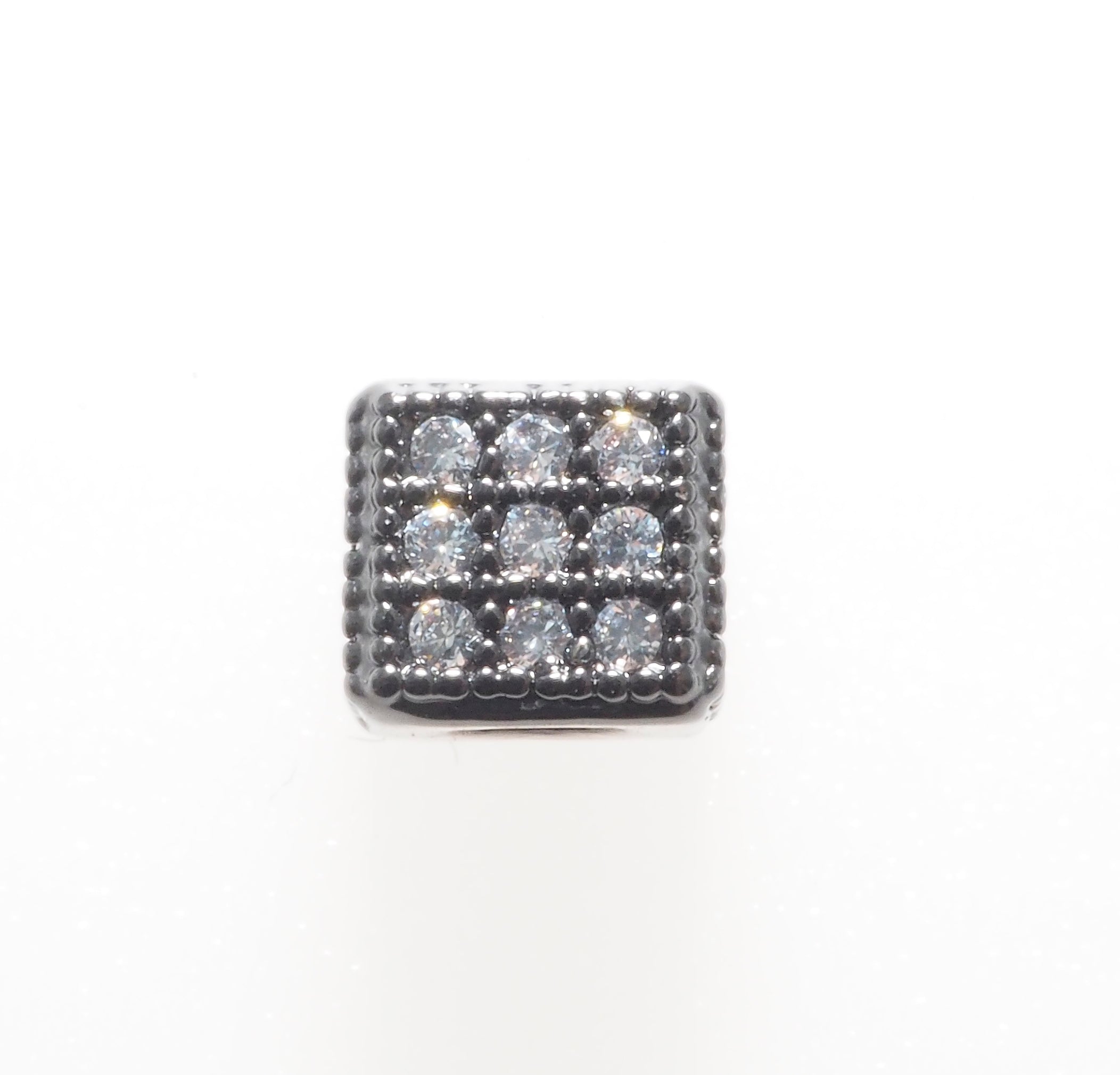 CZ Micro Pave Cube Large Hole Spacer Beads, Cubic Zirconia Spacer Beads, Gold,Silver,Rose Gold,Black Tone, 6mm,sku#G408