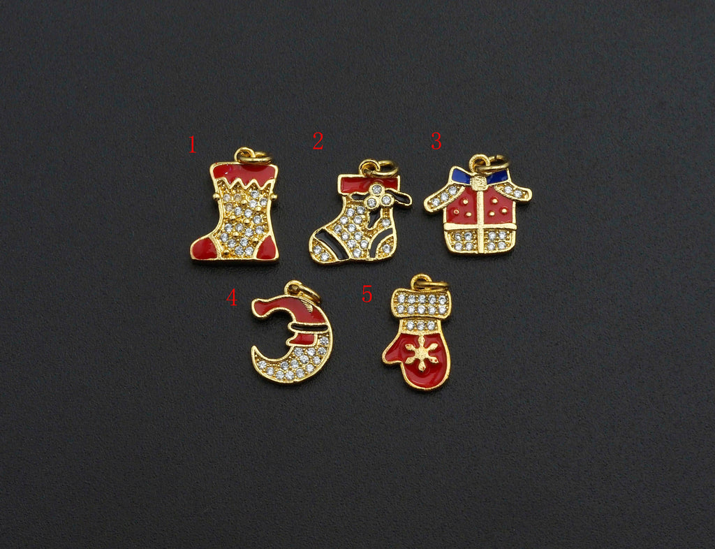 Enamel Colorful Christmas decoration Pendant,CZ Micro Pave Oil Drop pendant,Enamel Jewelry, Christmas Charm,9-15mm, sku#Z669