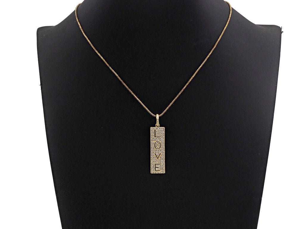 CZ Micro Pave Long Bar Love Pendant, Cubic Zirconia Strip Pendant, Micro pave Rectangle shape pendant, 13x41mm, sku#FH24