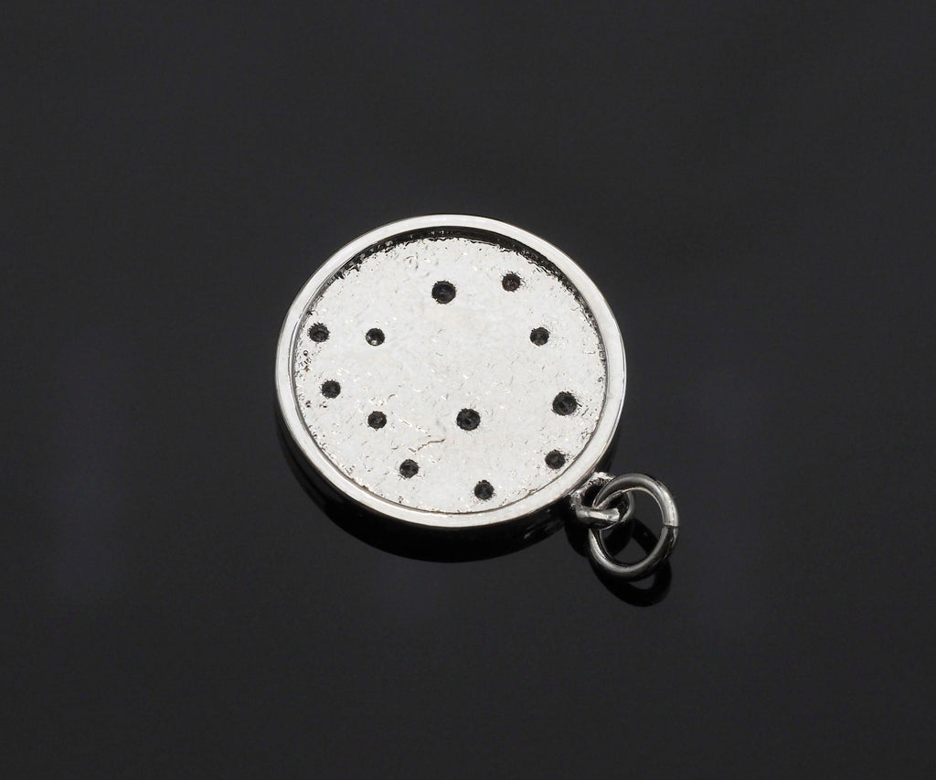 North Star on Disc Round Coin Pendant,North Star Cubic Zirconia Pendant, Silver/Gold Plated,16x19mm,Sku#F1267