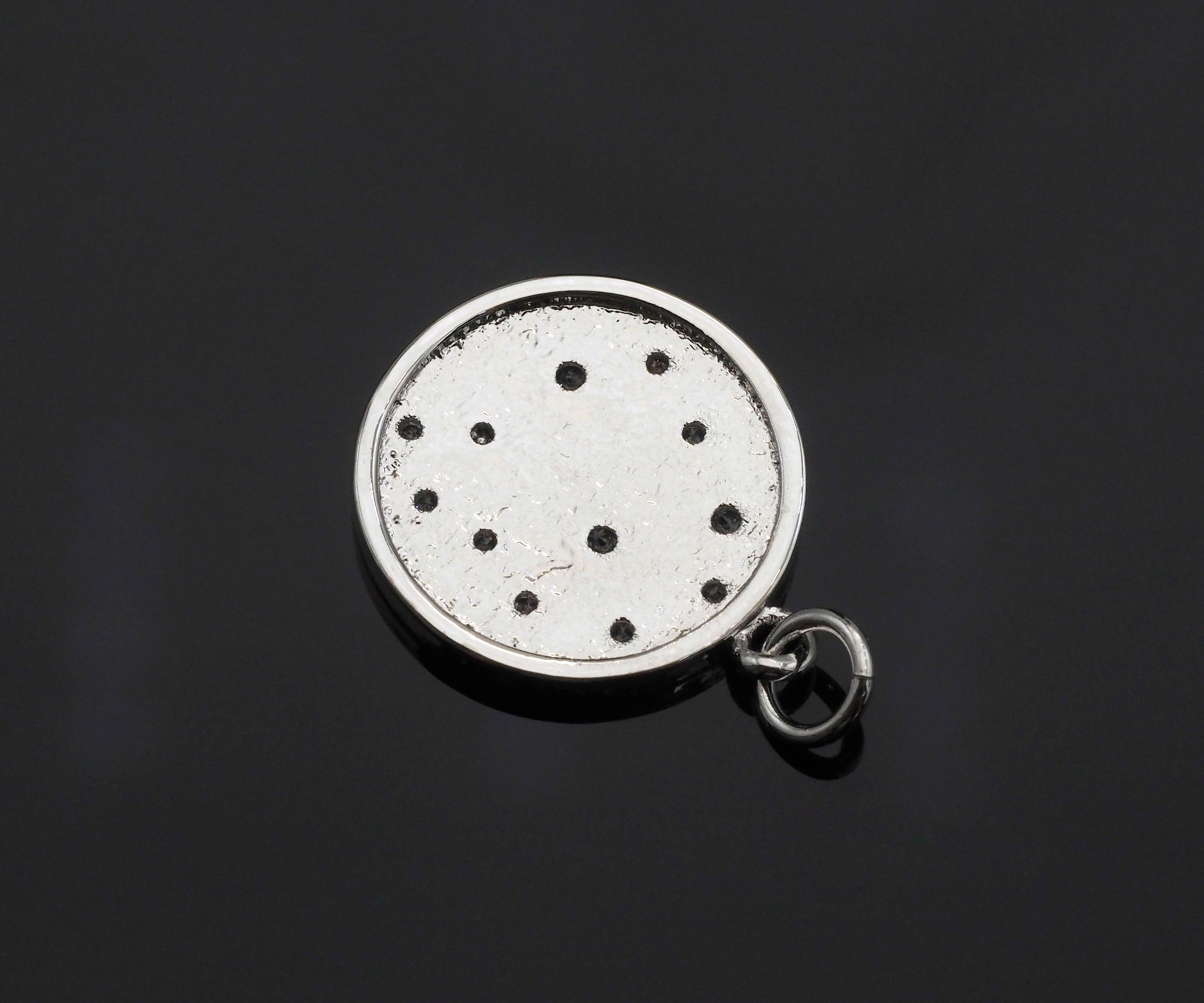 North Star on Disc Round Coin Pendant,North Star Cubic Zirconia Pendant, Silver/Gold Plated,16x19mm,Sku#F1267