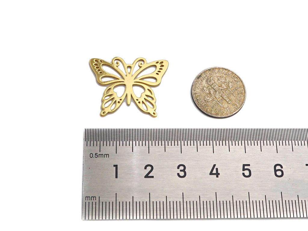 18K Gold Butterfly Frame Shaped Pendant/Charm, Butterfly pendant Charm for bracelet necklace earrings, minimalist jewelry, 26x21mm,sku#Y314