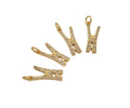 CZ Micro Pave Clothespin Shape Pendant,Cubic Zirconia Clamp Charm, Necklace Bracelet Charm Pendant, Fun Jewelry, 9x19mm, Sku#F1389