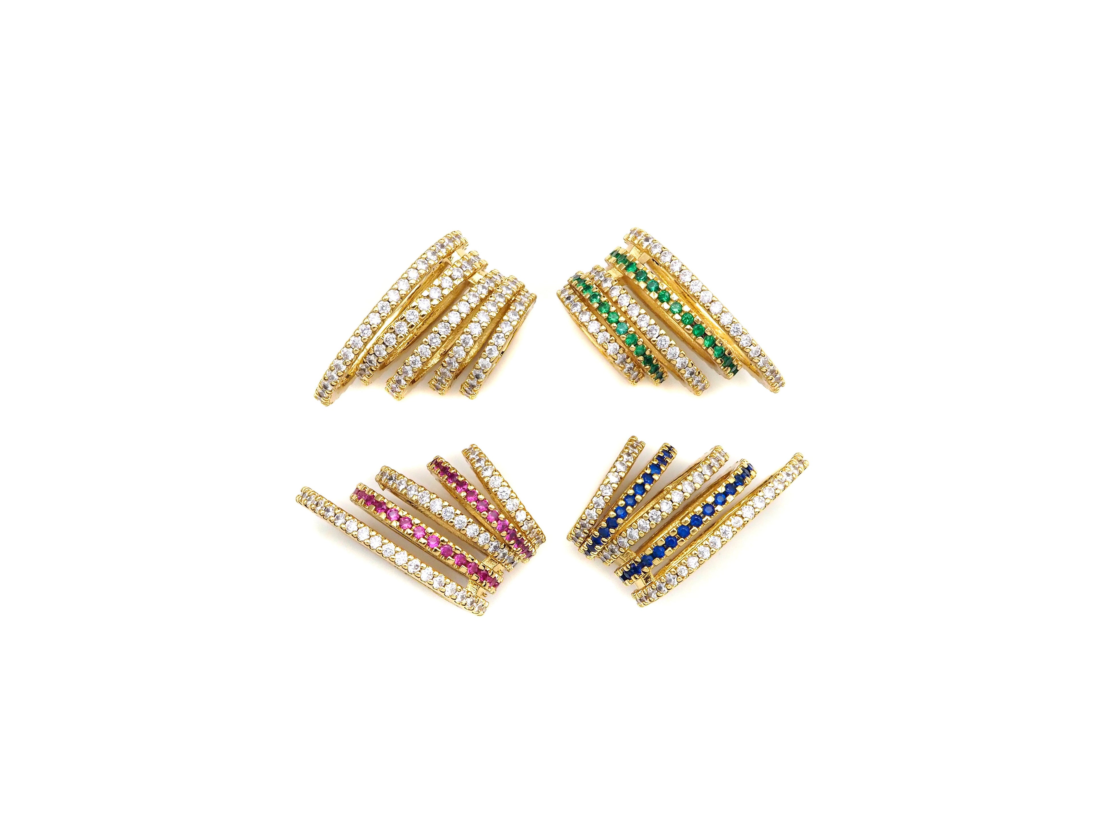 CZ Micro Pave Cobalt/Fuchsia/Green/Clear Swirl Ring Pendant,  SKU#F1126C
