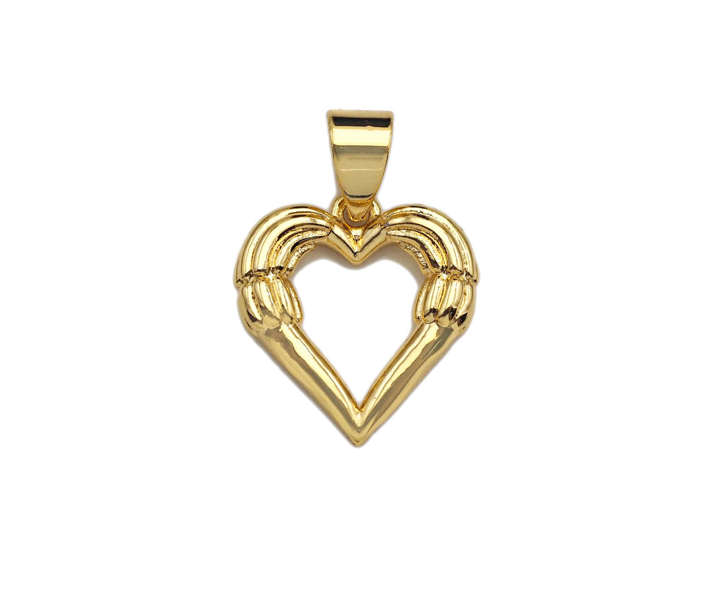 Gold Peach Heart Shape Charms, Dainty Charms, Gold Pendant, Heart Necklace Charms, 13x14mm, Sku#F1292