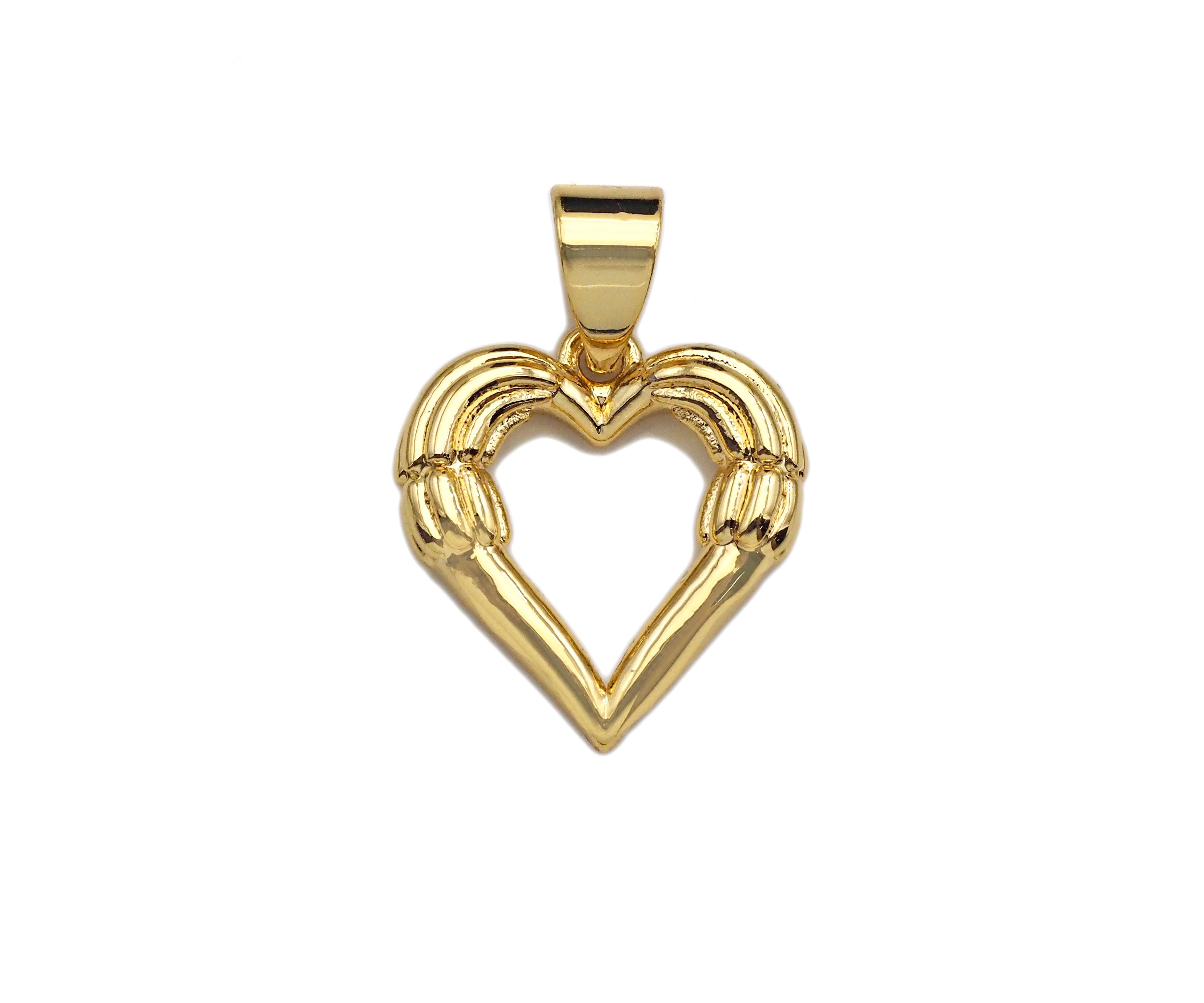 Gold Peach Heart Shape Charms, Dainty Charms, Gold Pendant, Heart Necklace Charms, 13x14mm, Sku#F1292