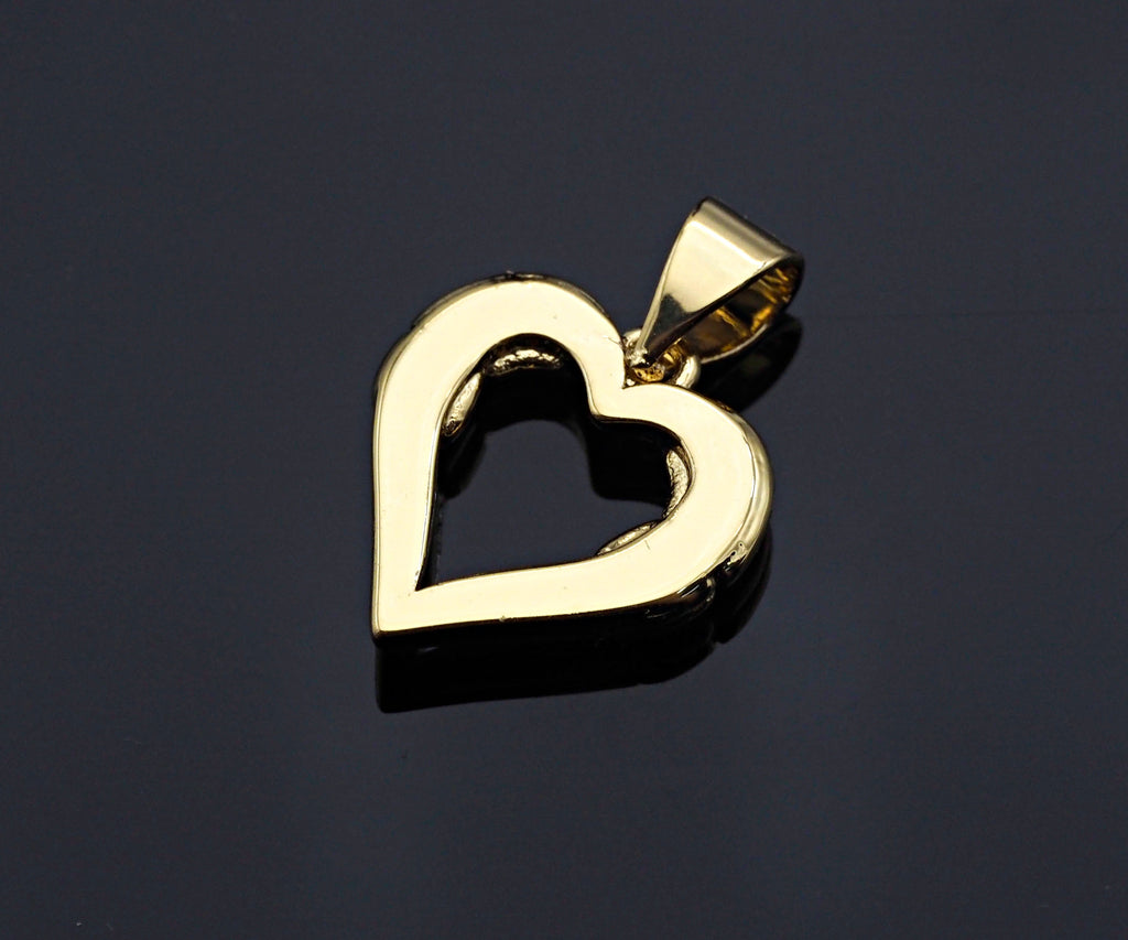 Gold Peach Heart Shape Charms, Dainty Charms, Gold Pendant, Heart Necklace Charms, 13x14mm, Sku#F1292