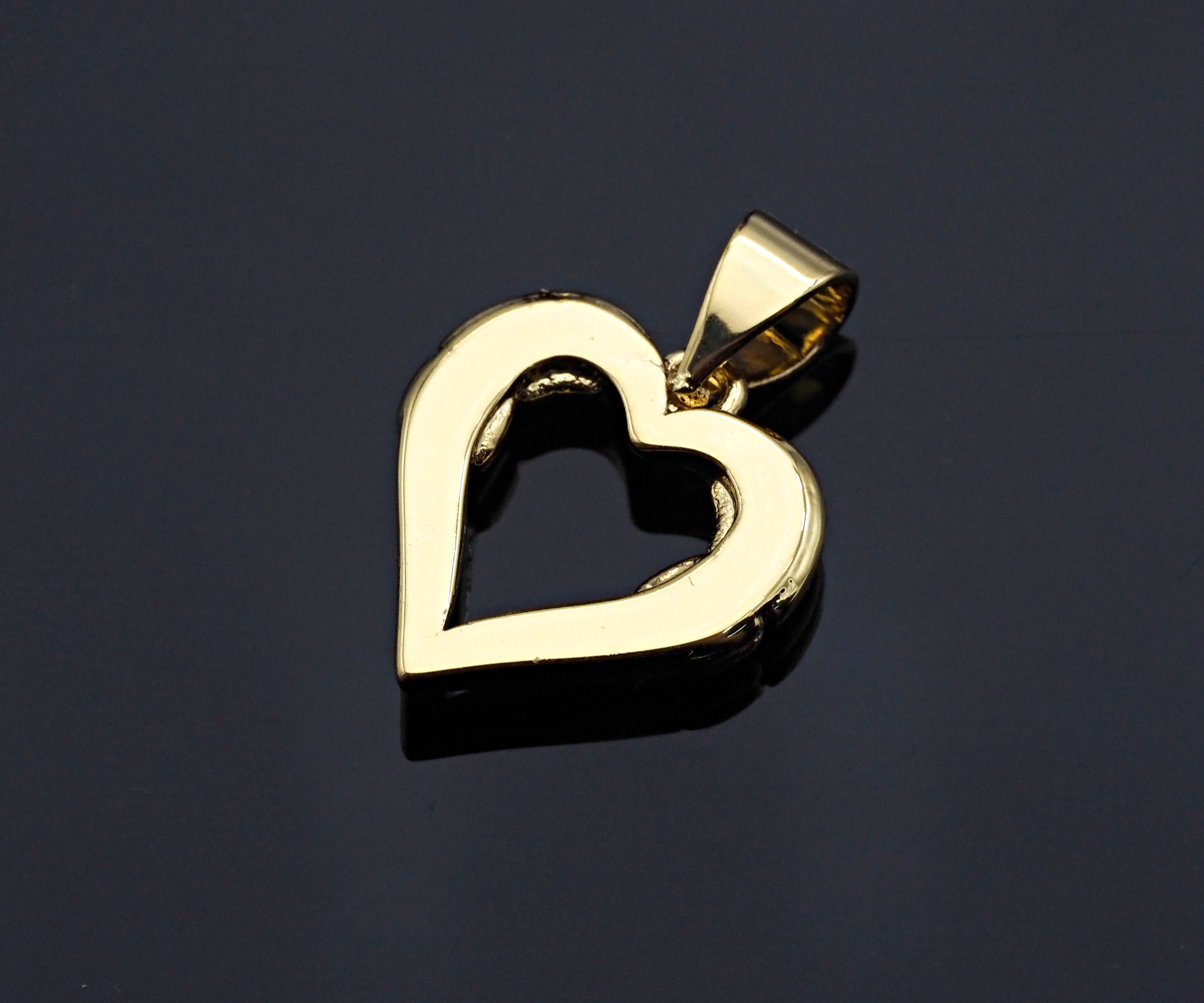 Gold Peach Heart Shape Charms, Dainty Charms, Gold Pendant, Heart Necklace Charms, 13x14mm, Sku#F1292