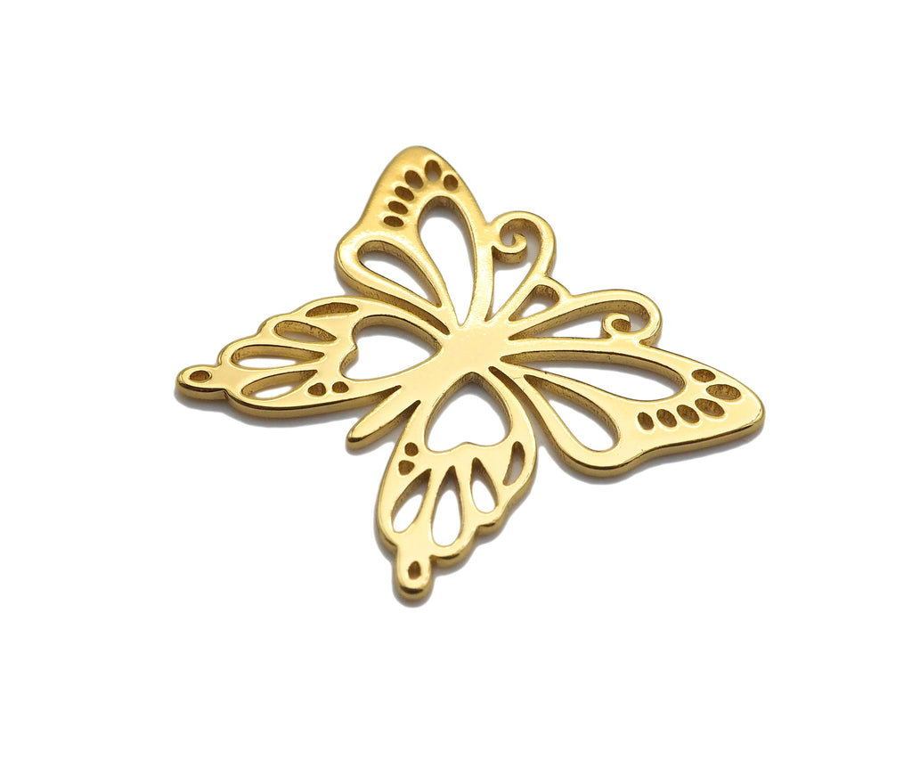 18K Gold Butterfly Frame Shaped Pendant/Charm, Butterfly pendant Charm for bracelet necklace earrings, minimalist jewelry, 26x21mm,sku#Y314