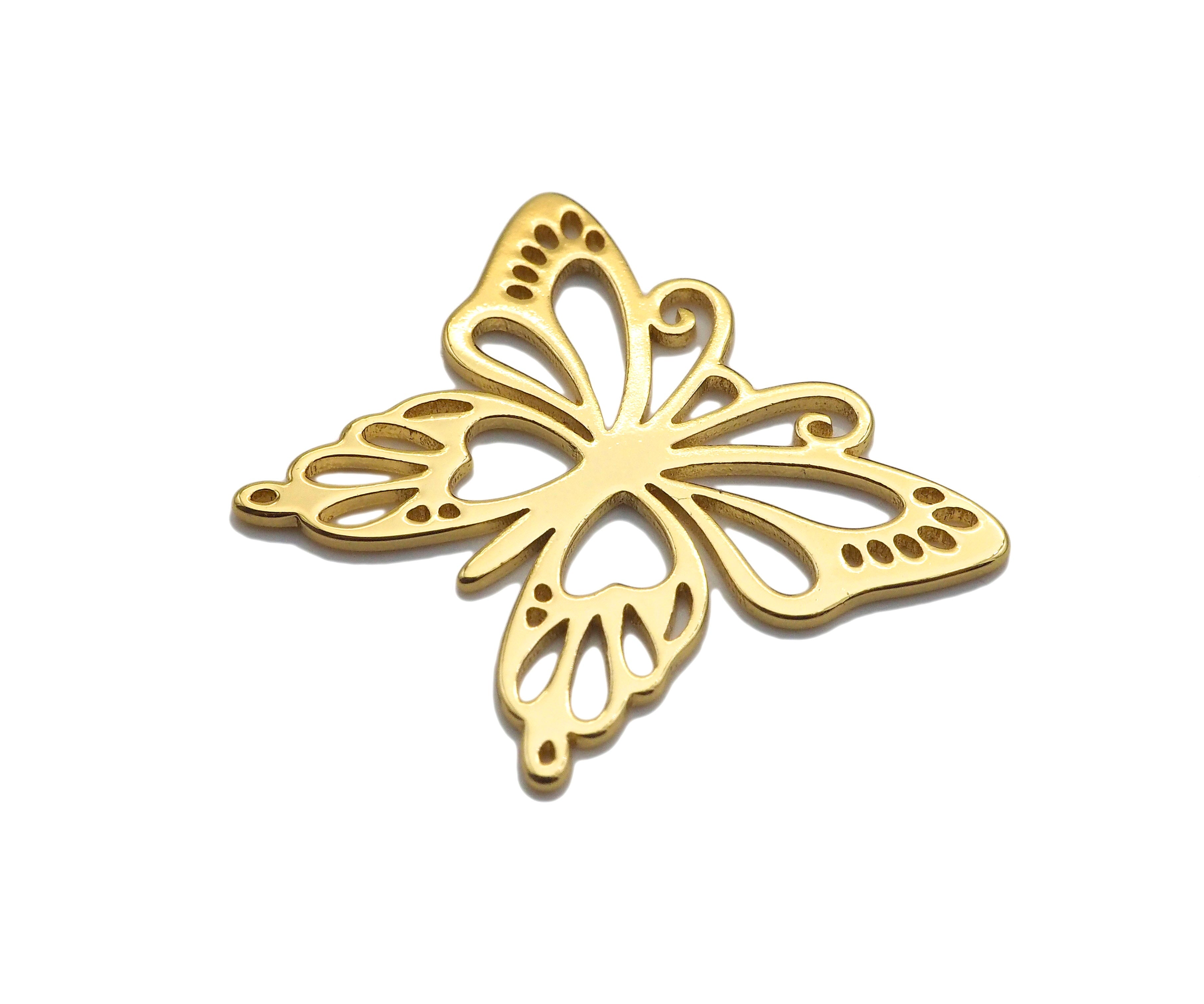 18K Gold Butterfly Frame Shaped Pendant/Charm, Butterfly pendant Charm for bracelet necklace earrings, minimalist jewelry, 26x21mm,sku#Y314