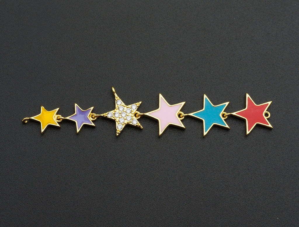 Enamel Colorful String Five Star Pendant,CZ Micro Pave Oil Drop pendant,Enamel pendant,Enamel Jewelry, 15x72mm,sku#Z672