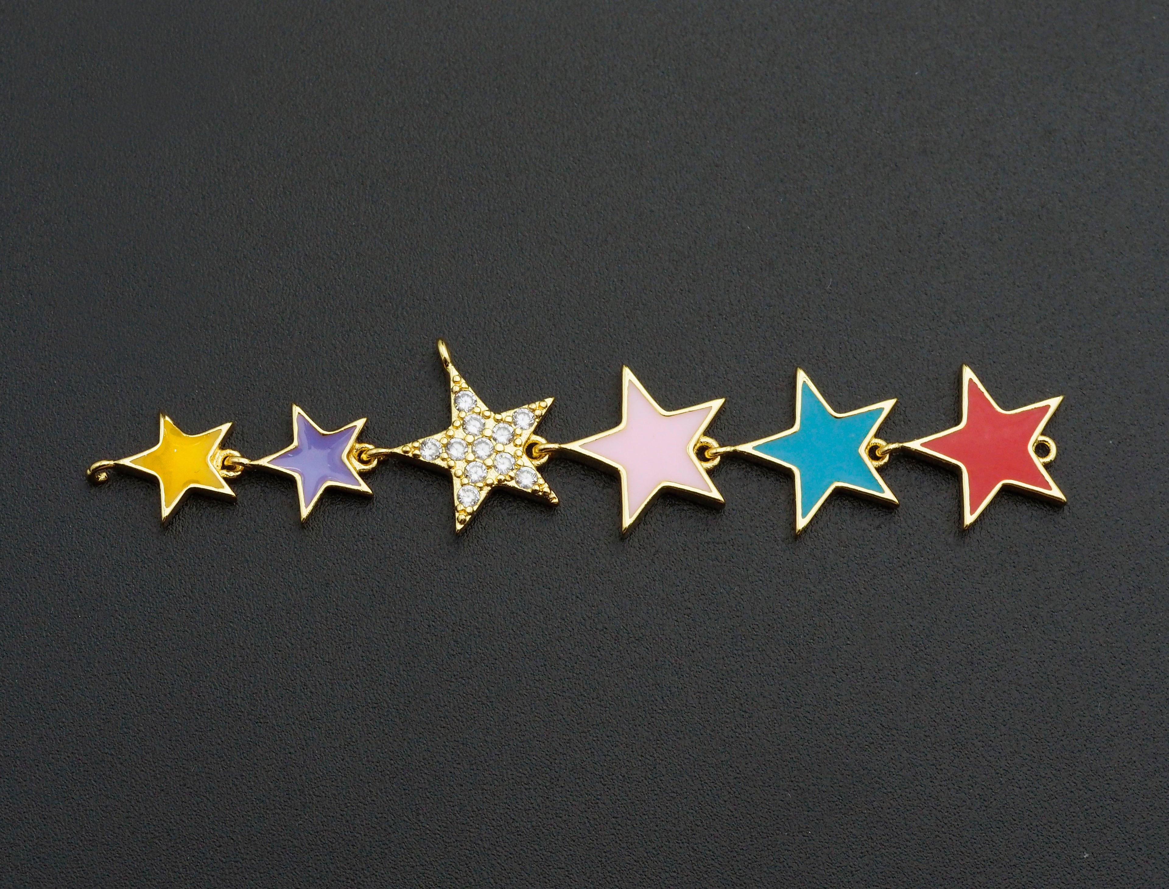 Enamel Colorful String Five Star Pendant,CZ Micro Pave Oil Drop pendant,Enamel pendant,Enamel Jewelry, 15x72mm,sku#Z672