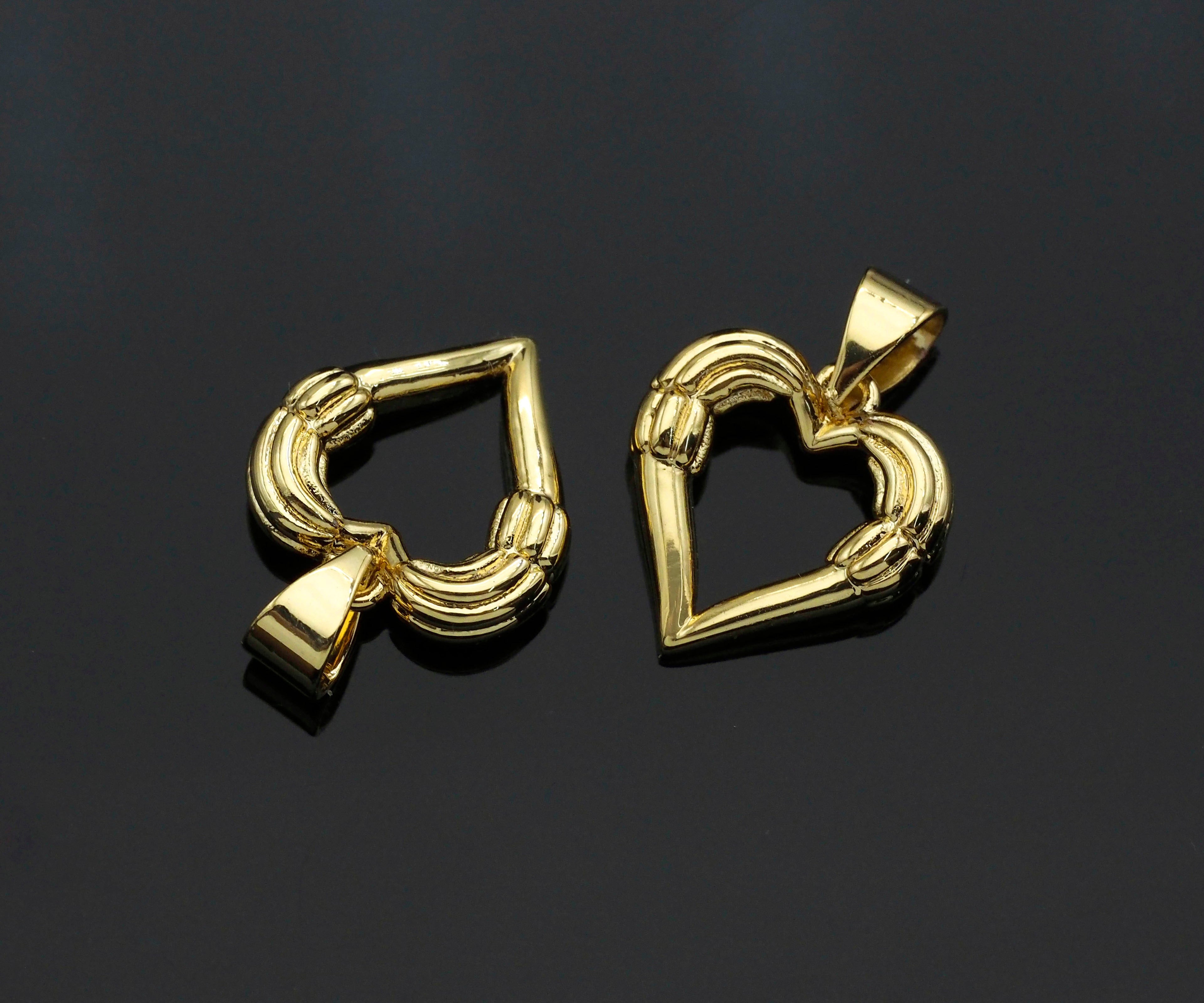 Gold Peach Heart Shape Charms, Dainty Charms, Gold Pendant, Heart Necklace Charms, 13x14mm, Sku#F1292