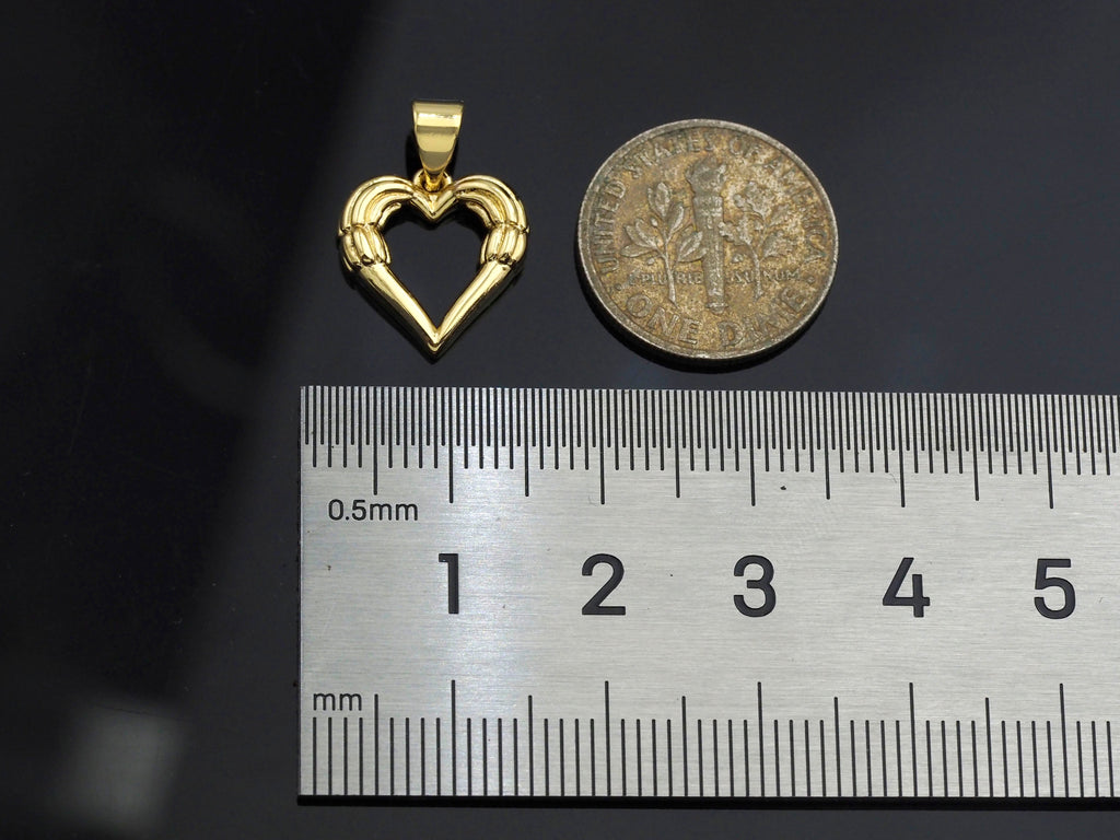 Gold Peach Heart Shape Charms, Dainty Charms, Gold Pendant, Heart Necklace Charms, 13x14mm, Sku#F1292