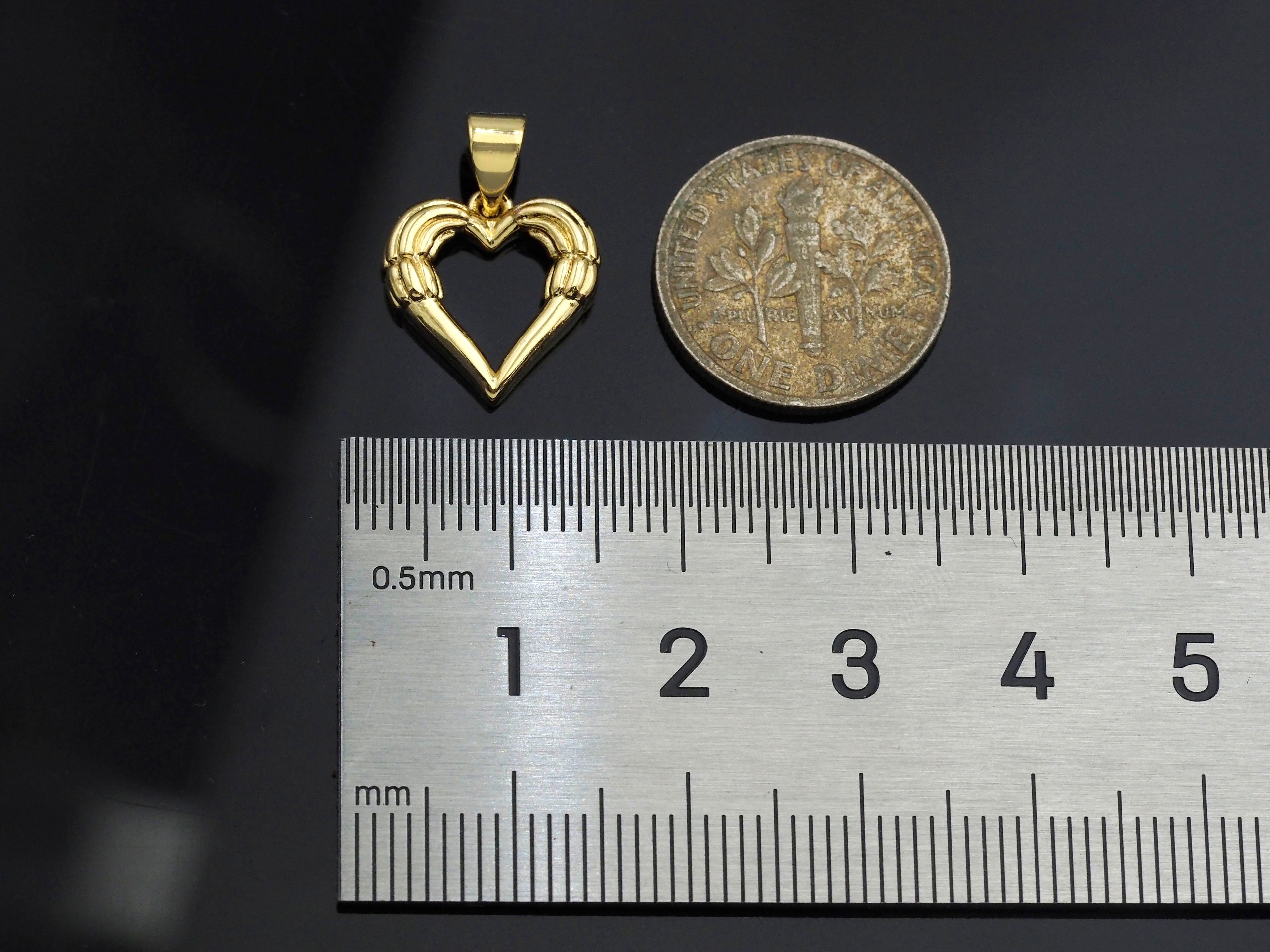 Gold Peach Heart Shape Charms, Dainty Charms, Gold Pendant, Heart Necklace Charms, 13x14mm, Sku#F1292