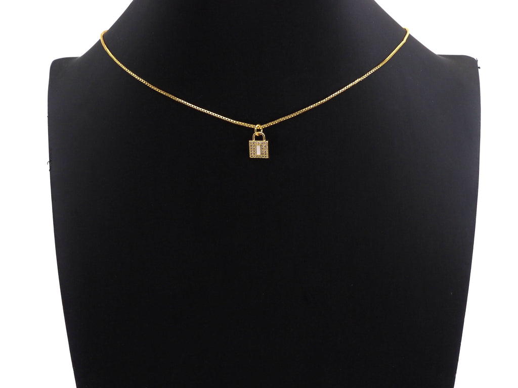 CZ Micro Pave Rectangle Colorful Enamel Lock Shape Pendant/Charm,Cubic Zirconia Paved Charm, 8x11mm, sku#F1141