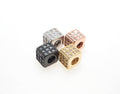 CZ Micro Pave Cube Large Hole Spacer Beads, Cubic Zirconia Spacer Beads, Gold,Silver,Rose Gold,Black Tone, 6mm,sku#G408