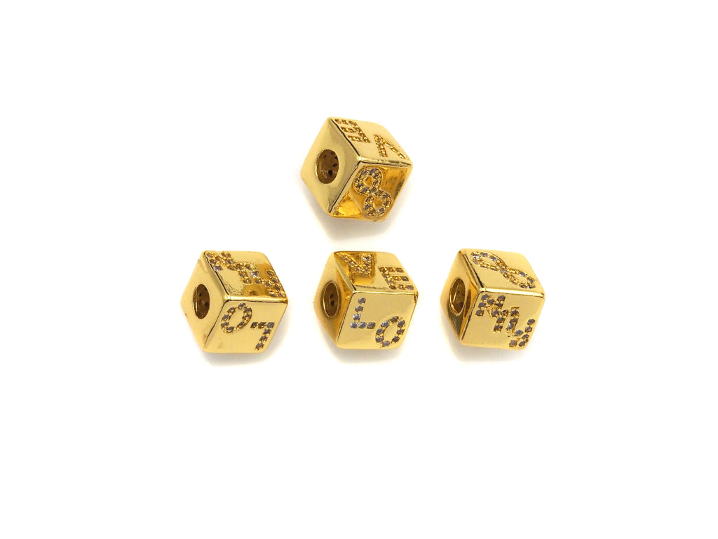 Gold Silver LOVE Infinity FUN Dice Cube Spacer Bead, sku#Z716