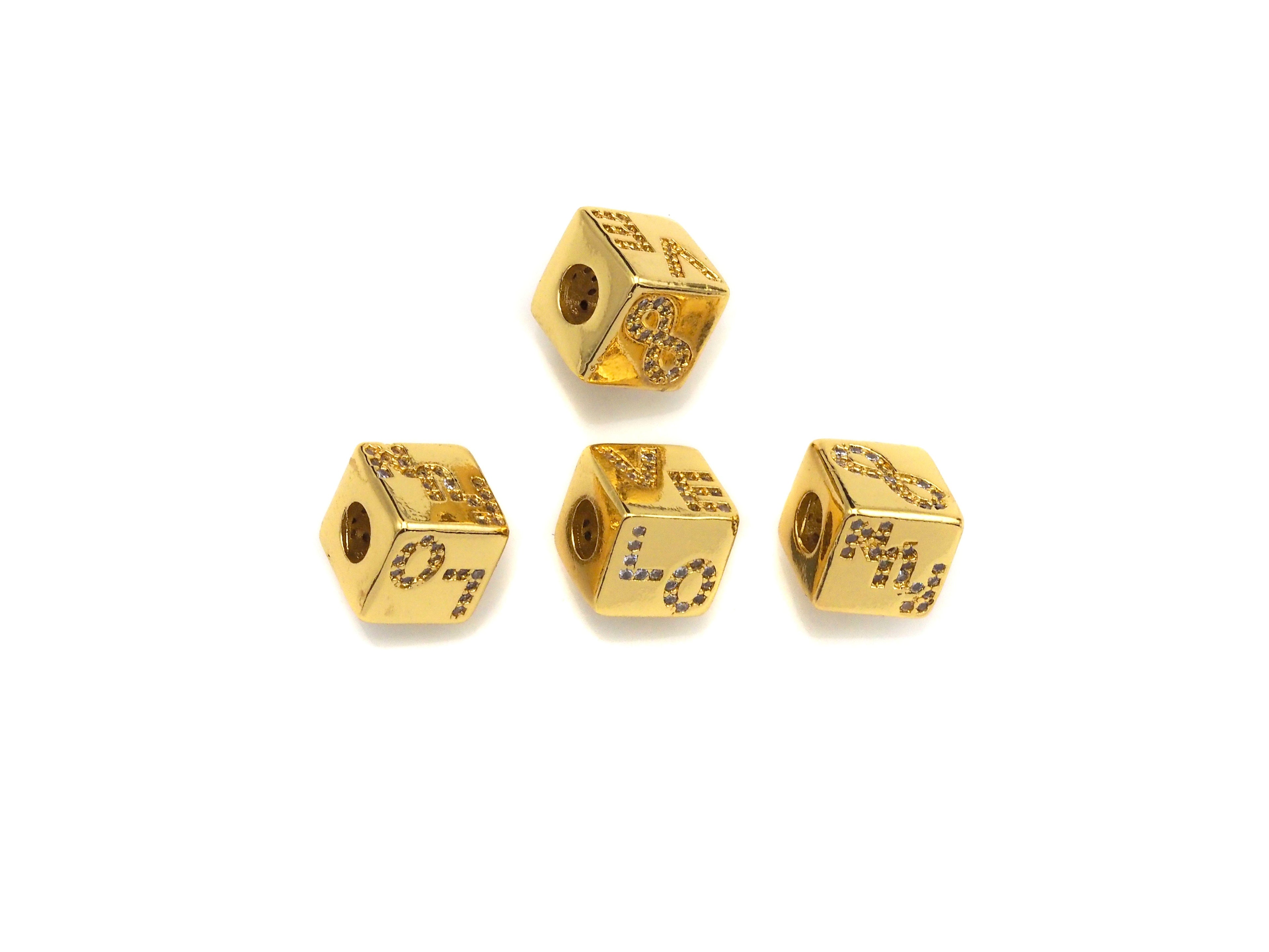 Gold Silver LOVE Infinity FUN Dice Cube Spacer Bead, sku#Z716
