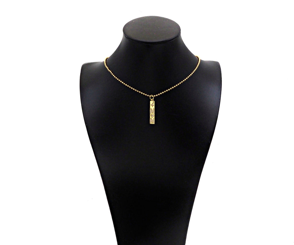 CZ Micro Pave Mom Word On Long Bar Shape Pendant, 18K Gold Filled Charm, DIY Mother's Day Necklace Bracelet Charm Pendant,6x31mm,Sku#Z1374