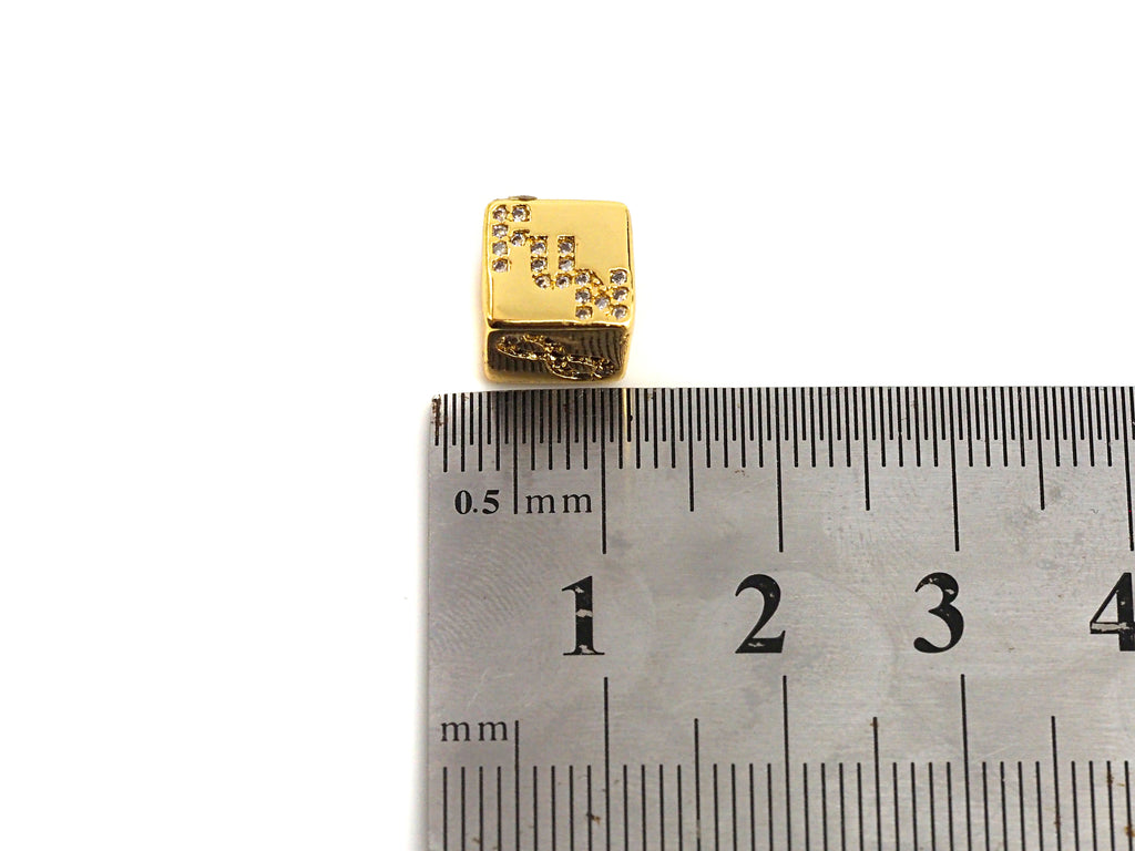 Gold Silver LOVE Infinity FUN Dice Cube Spacer Bead, sku#Z716