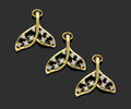 CZ Micro Pave Whale Tail Shape Pendan,18K Gold Charm, Necklace Bracelet Charm Pendant,17x17mm,Sku#FH156