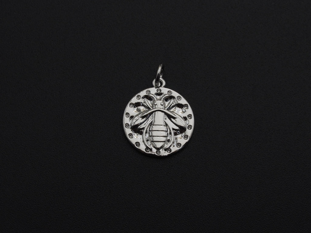 Medallion Insects on Round Coin Pendant, Round Coin Pendant, Gold/Silver Tone, 15X17mm, Sku#Z725