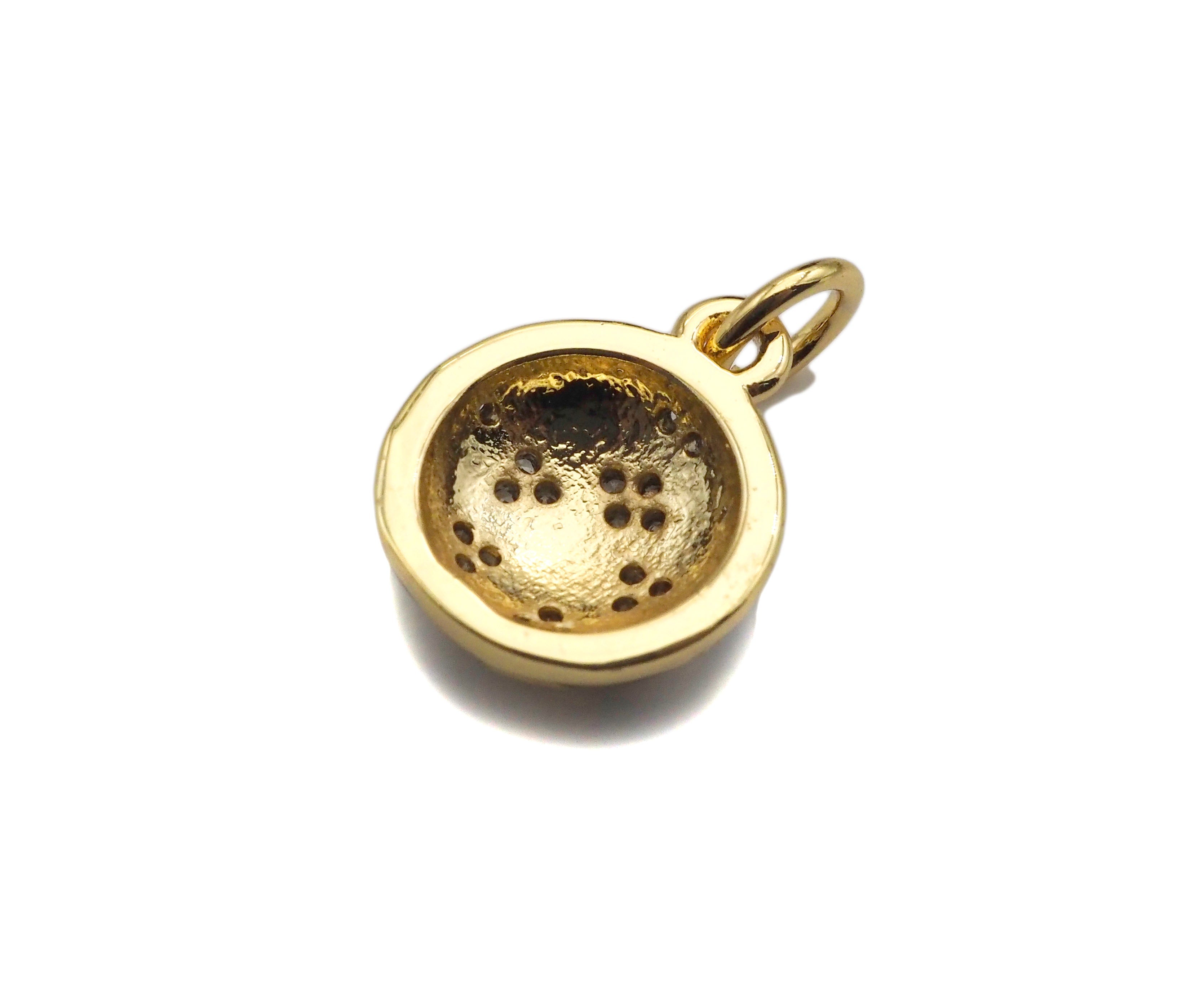 CZ Pave Black Enamel Soccer Ball Pendant, Pave Soccer Ball Charm, Sports Ball pendant, Enamel Jewelry,10x12mm,sku#F1350