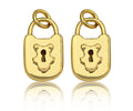 Dainty Gold Padlock Charms, Dainty Lock Teddy Bear Charms, Gold Char Pendant, Padlock Necklace Charms, 9x15mm, Sku#F1339