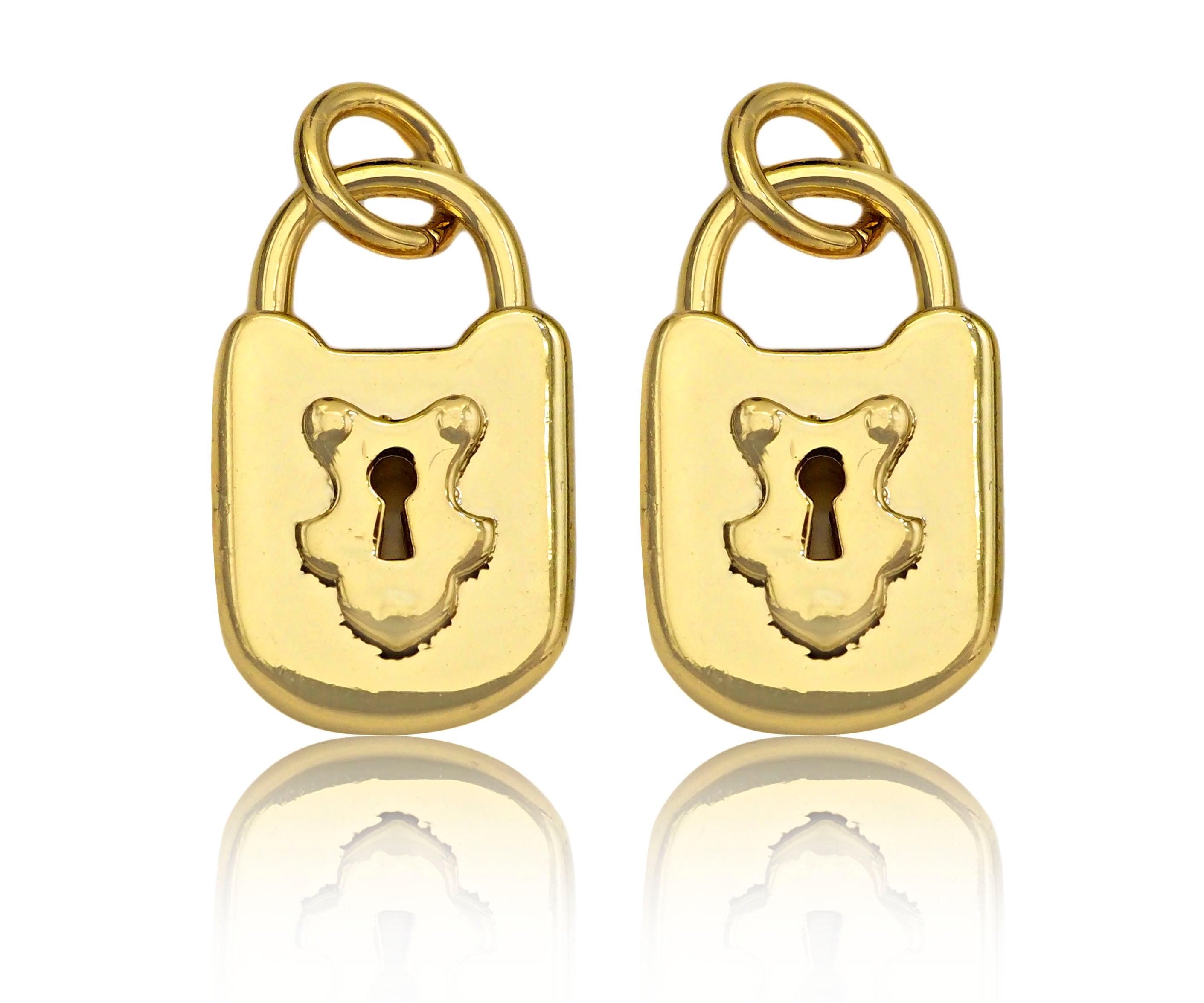 Dainty Gold Padlock Charms, Dainty Lock Teddy Bear Charms, Gold Char Pendant, Padlock Necklace Charms, 9x15mm, Sku#F1339