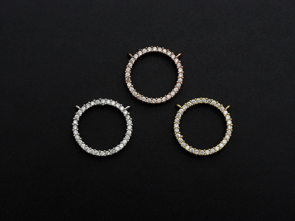 CZ Micro Pave Large Hollow out Round Ring Pendant, Cubic Zirconia Pave Pendant, Fashion Jewelry Findings, 18mm, sku#Z825