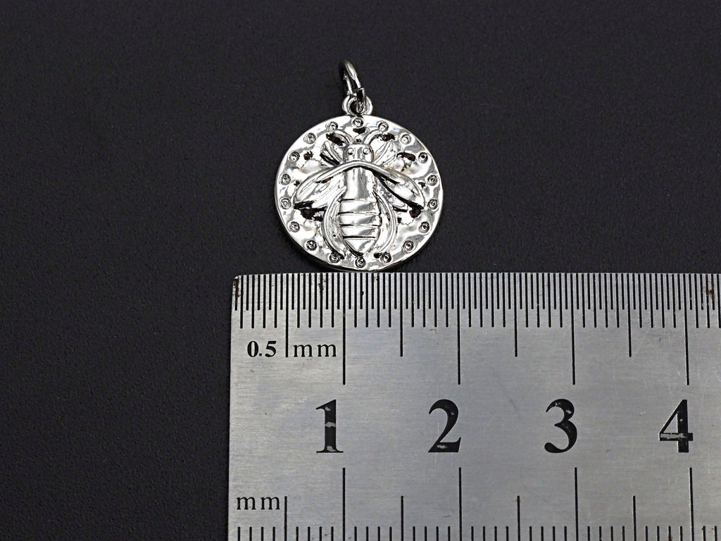 Medallion Insects on Round Coin Pendant, Round Coin Pendant, Gold/Silver Tone, 15X17mm, Sku#Z725
